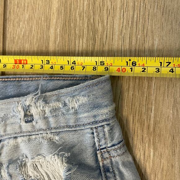 American Eagle Wide Leg Crop Jeans Women 8 Short Distressed Light Wash Denim - Picture 6 of 11